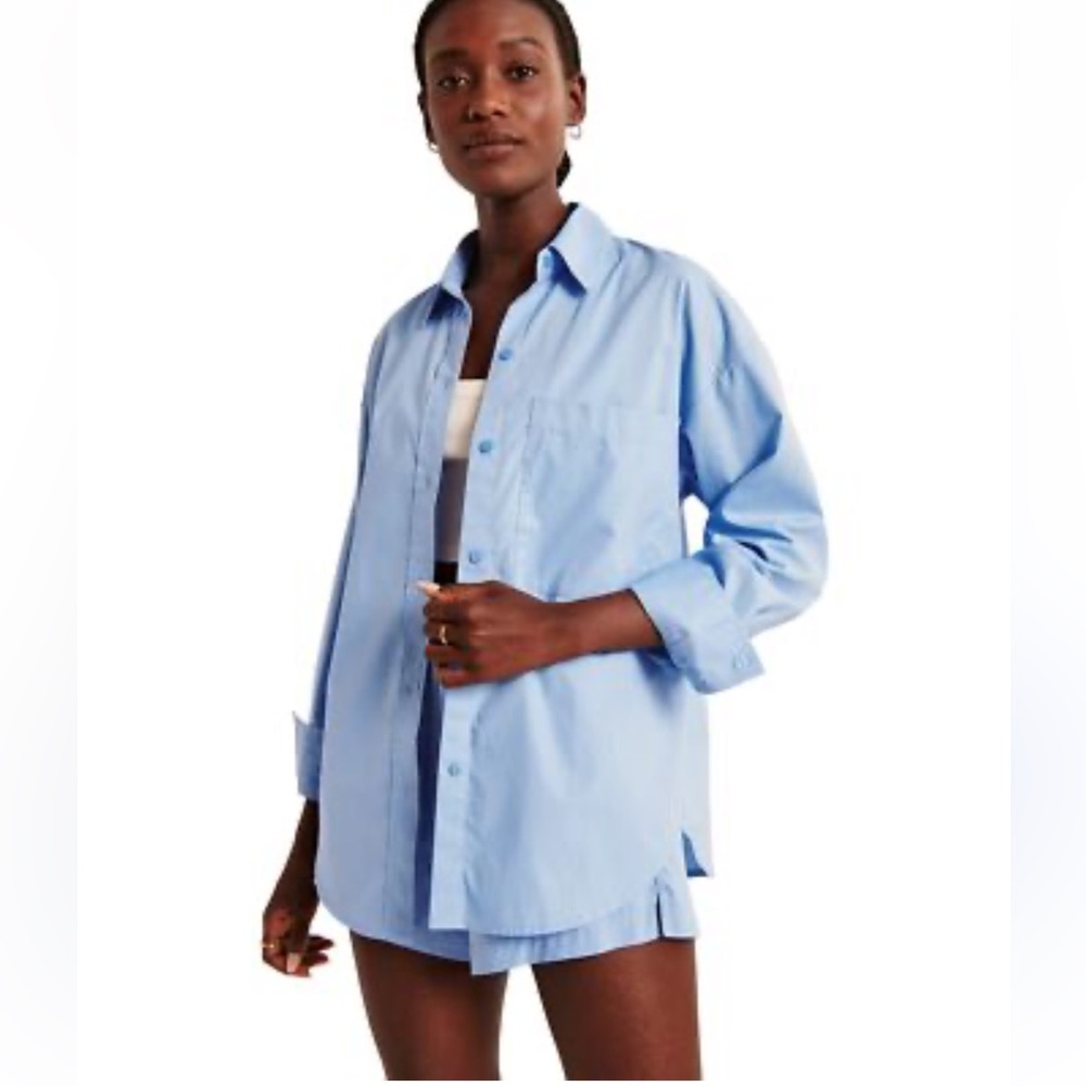 Abercrombie & Fitch Long Sleeve Oversized Poplin Button Up Shirt